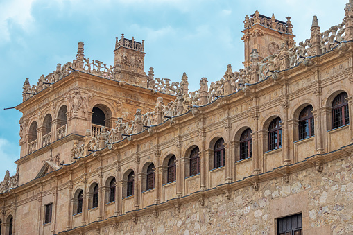 Ornate Plateresque-style cornice in the sixteenth-century Monterrey palace in Salamanca, Spain