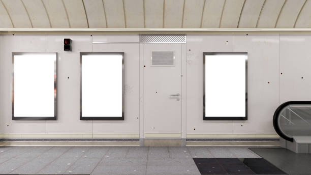 istock 3D Render. Blank billboard in subway. Useful for your advertising. 1399325472