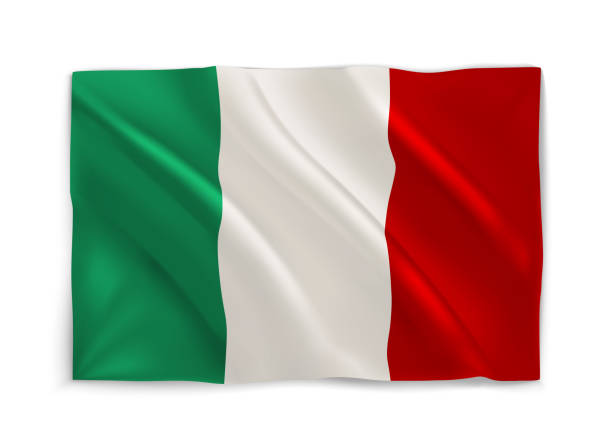 istock Red, White and Green waving italian national flag. 3d vector object isolated on white 1399330118