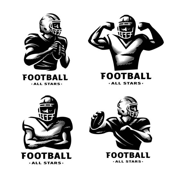American football players, A set of s. American football players, A set of s. Touchdown stock illustrations