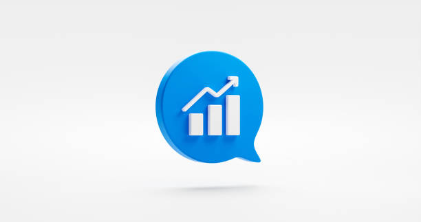 istock Blue up arrow graph 3d icon bubble message isolated on white background with business finance profit chart symbol or growth money stock financial investment diagram and success grow economy exchange. 1399335030