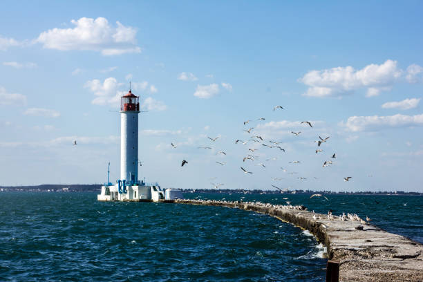 istock Old Vorontsov lighthouse in Odessa harbor, Ukraine. 1399336515
