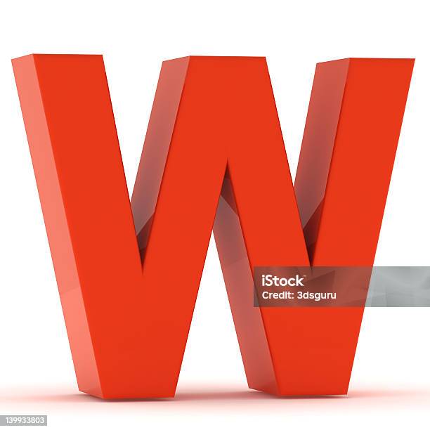The Letter W Red Plastic Stock Photo - Download Image Now - Letter W, Three Dimensional, Alphabet