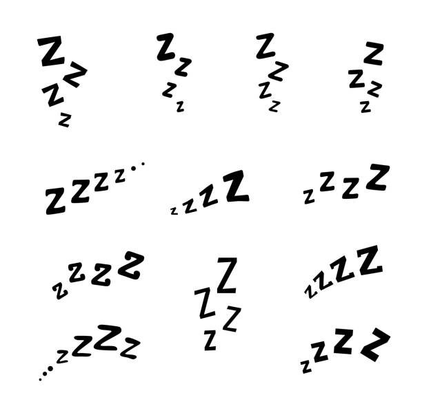 zzz, zzzz doodle bed sleep snore icons - şekerleme stock illustrations