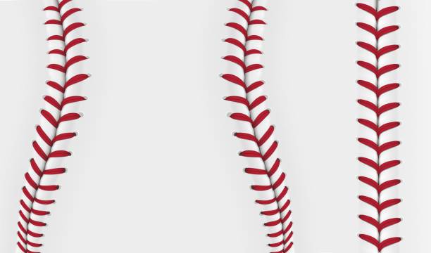 ilustrações, clipart, desenhos animados e ícones de padrão de renda de beisebol, linha de ponto de bola de softball - red stitches