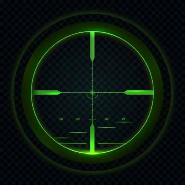 Vector illustration of Sniper scope night vision, sight view crosshair