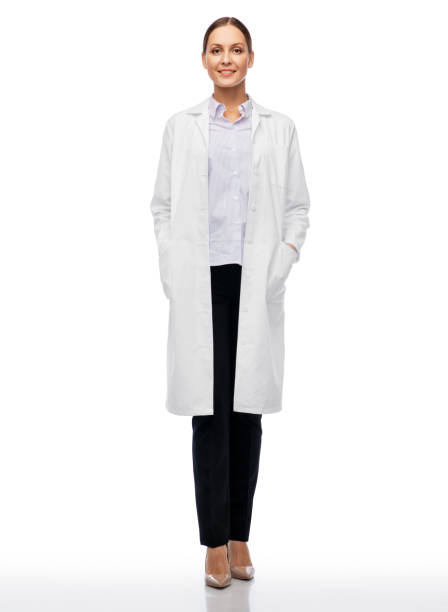 istock smiling female doctor or scientist in white coat 1399340045
