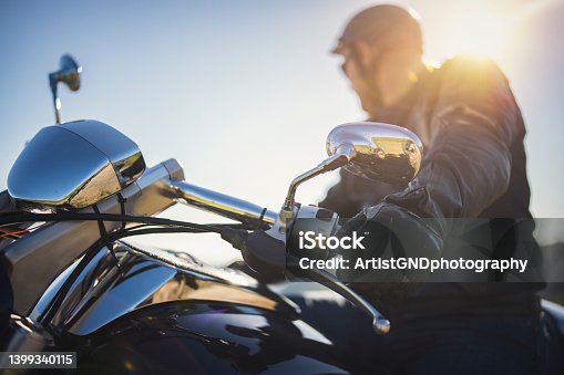 istock Close up shot of motorcyclist. 1399340115