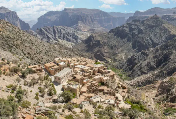 Jebel Akhdar, Oman - located 2000m above the sea level and surrounded by wonderful terraced orchards, the twin villages of As Shuraija and Al Ain are one of the most famous attractions in Oman