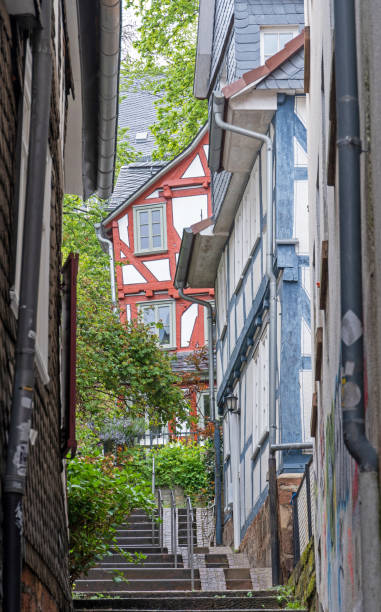 Marburg, Germany, April 2022: Historic Architecture in the old town