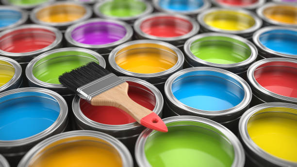 istock Brush and Paint cans color palette - 3d rendering 1399342558