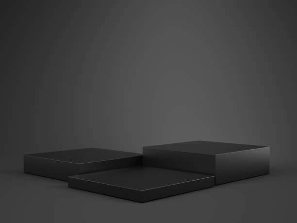 istock Black Pedestal on white background, Blank Pedestal minimal concept template - 3d rendering mockup 1399342601