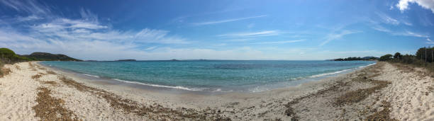 istock Wide angle view of an empty Corsican beach on mediterranean sea 1399342785