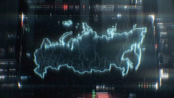 istock Map of Russia infographics on digital screen 1399342834