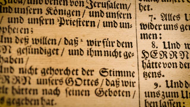 Old German Gothic print in the Holy Book