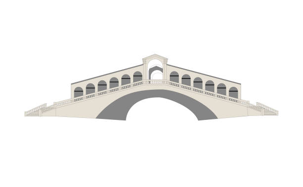 rialto bridge with white background Rialto Bridge White background venice biennale stock illustrations