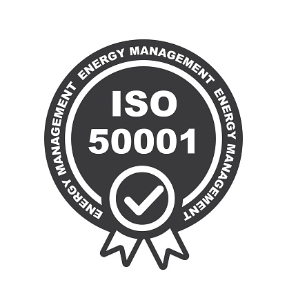 ISO 50001 standard certificate badge - Energy management.