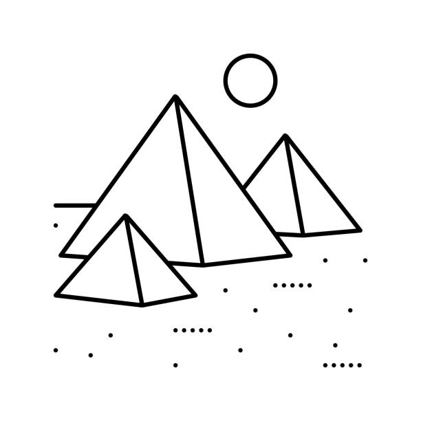ピラミッド エジプトの作業補助線アイコン ベクター イラストレーション - pyramid shape pyramid monument tomb点のイラスト素材／クリップアート素材／マンガ素材／アイコン素材
