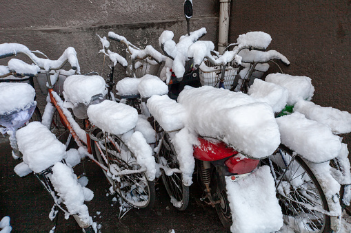 snow covered bike