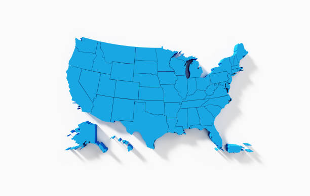 istock Extruded Physical Map Of USA On White Background 1399347709