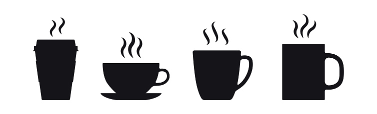 Coffee or mug hot drinks vector illustration icon collection