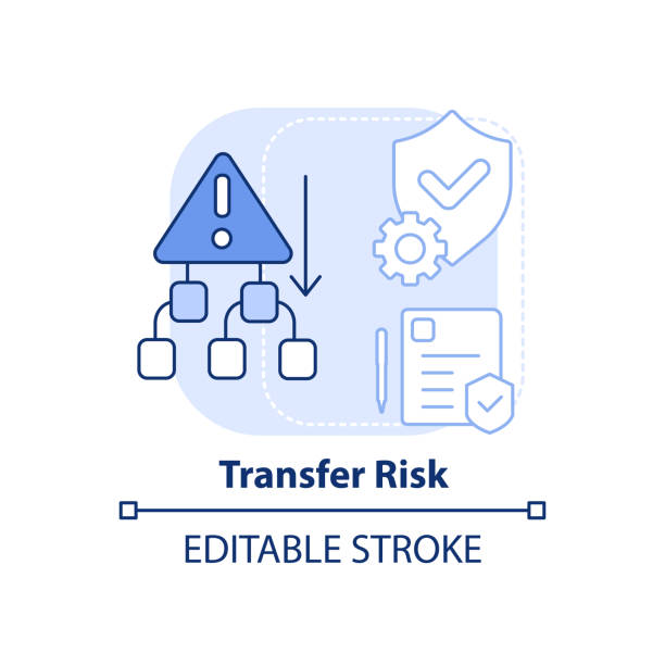 ilustraciones, imágenes clip art, dibujos animados e iconos de stock de icono de concepto azul claro de transferencia de riesgo - repercussions