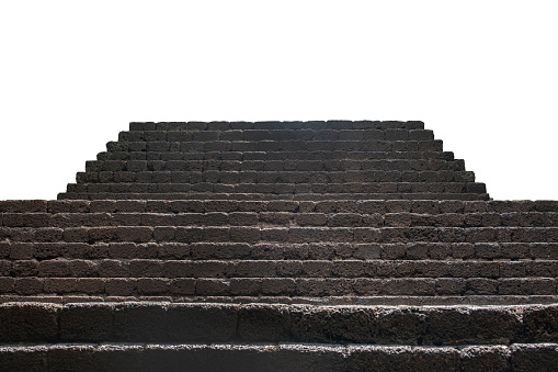 stone stair of the castle isolated include clipping path on white background