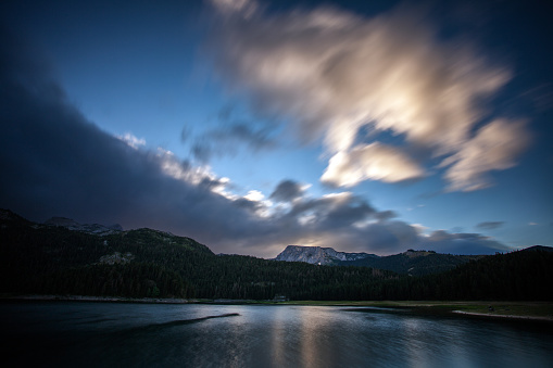 Twilights over the Black lake at Montenegro