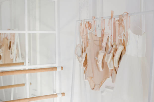 istock Clothing rail with pointes and dress 1399360649