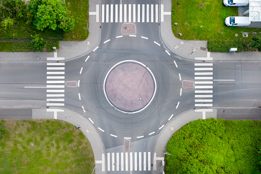 Roundabout - traffic circle, aerial view