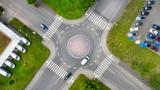 istock Roundabout - traffic circle, aerial view 1399361174