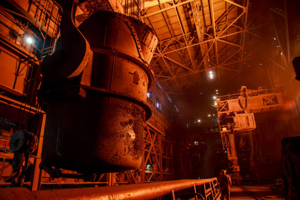 istock Big steel casting ladle in a steel mill. 1399361209