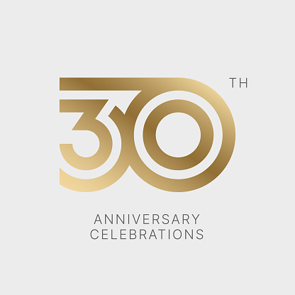 30 years anniversary logo design on white background for celebration event. Emblem of the 30th anniversary.
