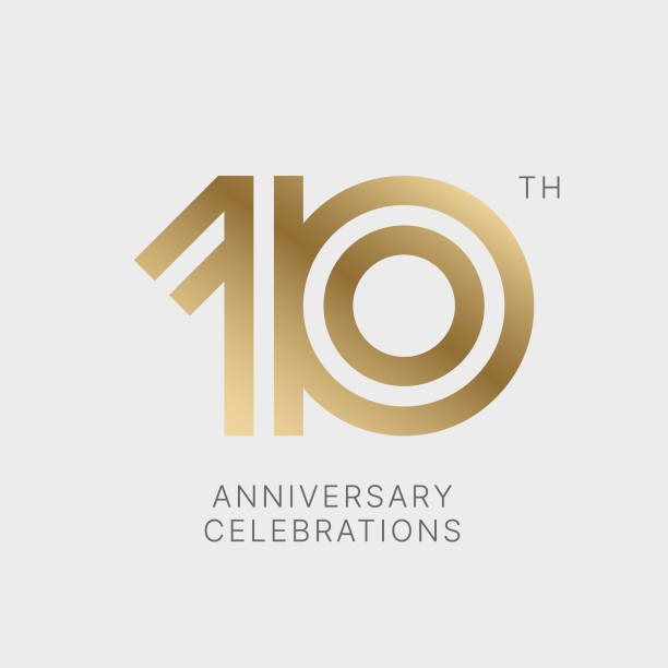 ilustraciones, imágenes clip art, dibujos animados e iconos de stock de logotipo de aniversario o diseño de emblema para el evento. - número 10