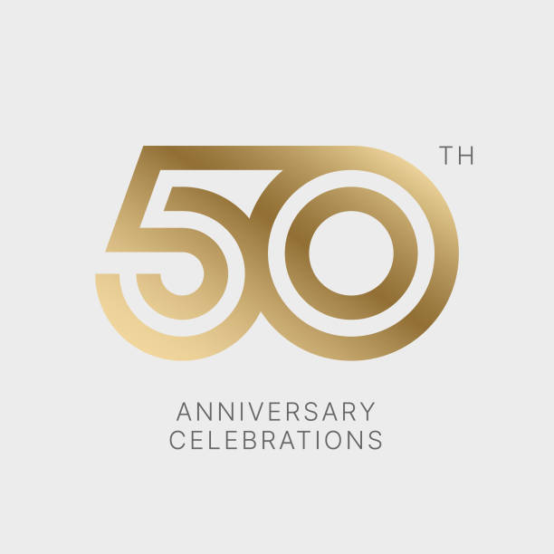 Anniversary logo or emblem design for event. 50 years anniversary logo design on white background for celebration event. Emblem of the 50th anniversary. number 50 stock illustrations