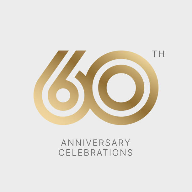 ilustrações, clipart, desenhos animados e ícones de logotipo de aniversário ou design de emblema para evento. - 60th anniversary