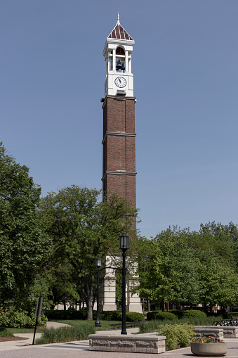 West Lafayette - Circa May 2022: Purdue Bell Tower. The current Bell Tower was constructed in 1995 on the Purdue University campus.