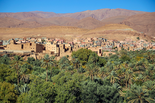 Panorama of town Tinghir in Morocco.