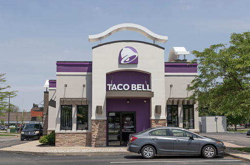 West Lafayette - Circa May 2022: Taco Bell Retail Fast Food Location. Taco Bell is a subsidiary of Yum! Brands.