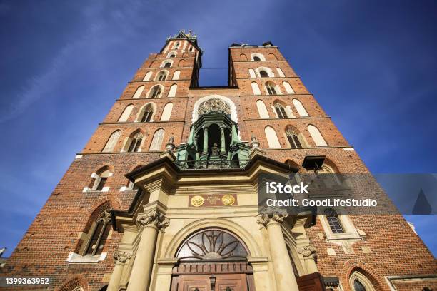 St Marys Basilica In Krakow Stock Photo - Download Image Now - Architecture, Basilica, Building Exterior