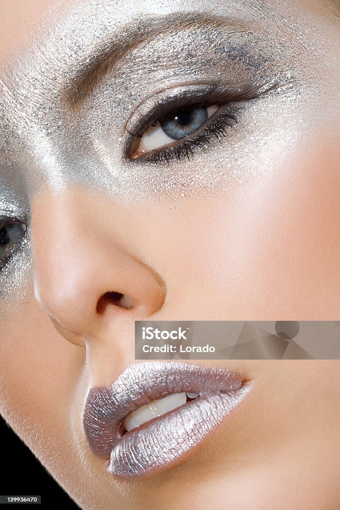Nahaufnahme von Silber-make-up - Lizenzfrei Silberfarbig Stock-Foto