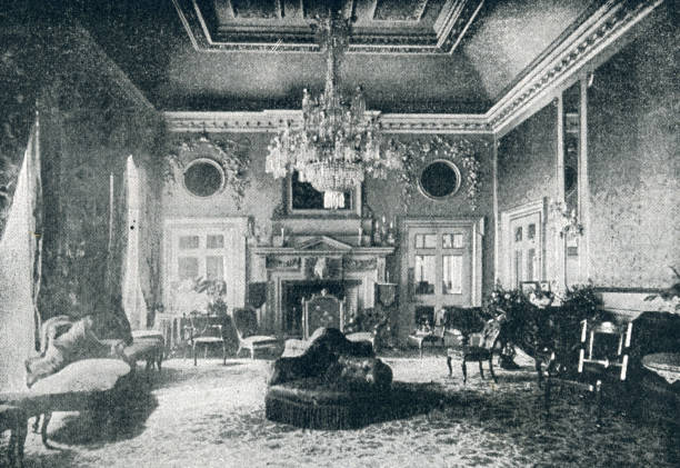 illustrazioni stock, clip art, cartoni animati e icone di tendenza di mansion house the state drawing room 19 ° secolo era vittoriana londra - palladino