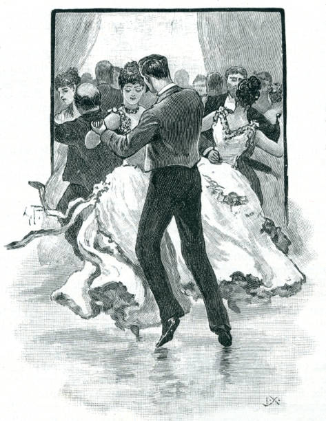 볼룸 댄스 빅토리아 시대 - dance floor ballroom dancing dancing ballroom stock illustrations