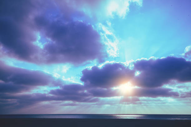 Beautiful cloudy sky over the sea at sunset