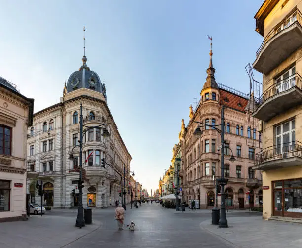 A picture of the popular Piotrkowska Street, in Lodz.