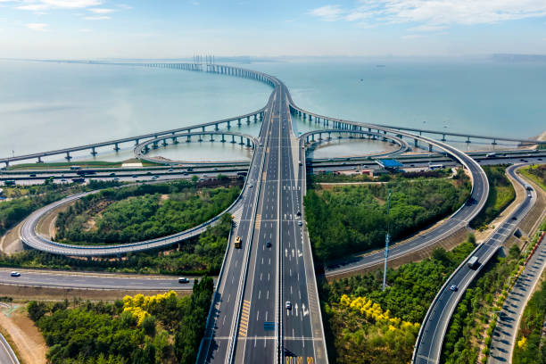 Aerial photography of Qingdao Jiaozhou Bay Bridge Aerial photography of Qingdao Jiaozhou Bay Bridge qingdao stock pictures, royalty-free photos & images