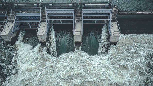 istock Graphite themed view of dam in spring 1399375316