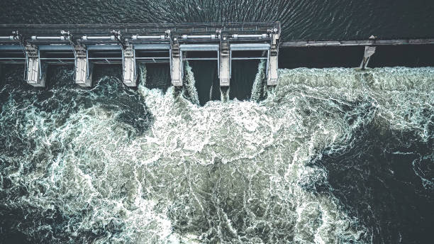 istock Graphite themed view of dam in spring 1399375476