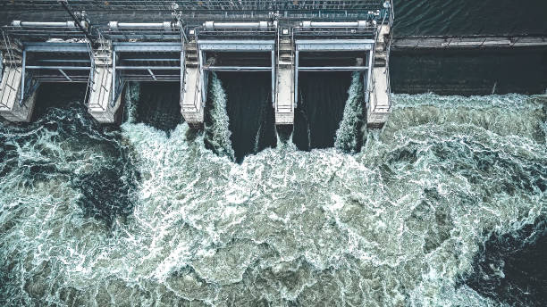 istock Graphite themed view of dam in spring 1399375716