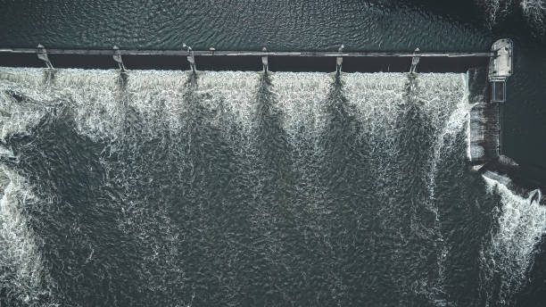 istock Aerial view of fox river in spring at dam 1399376050